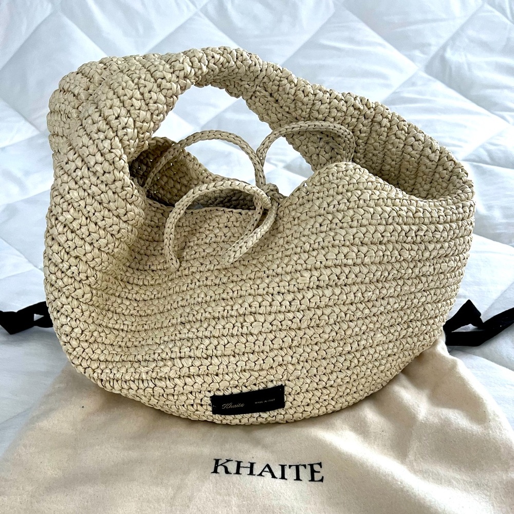 Khaite Medium Olivia Hobo Bag in Natural Raffia